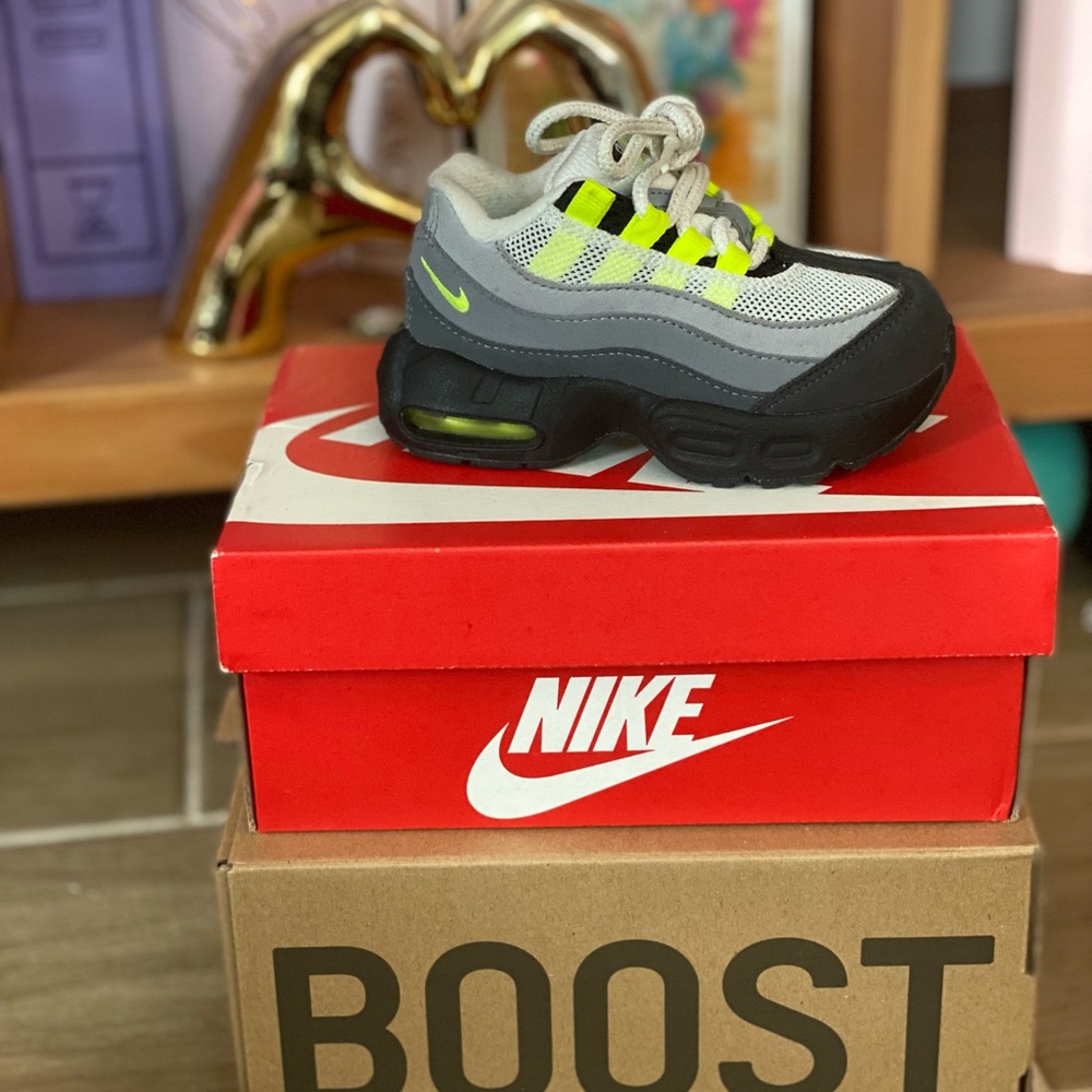 Nike Kids Sneakers - Gray and Neon Yellow
